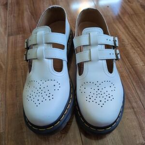 Dr Martens 8065 Mary Jane Smooth White Leather Shoes